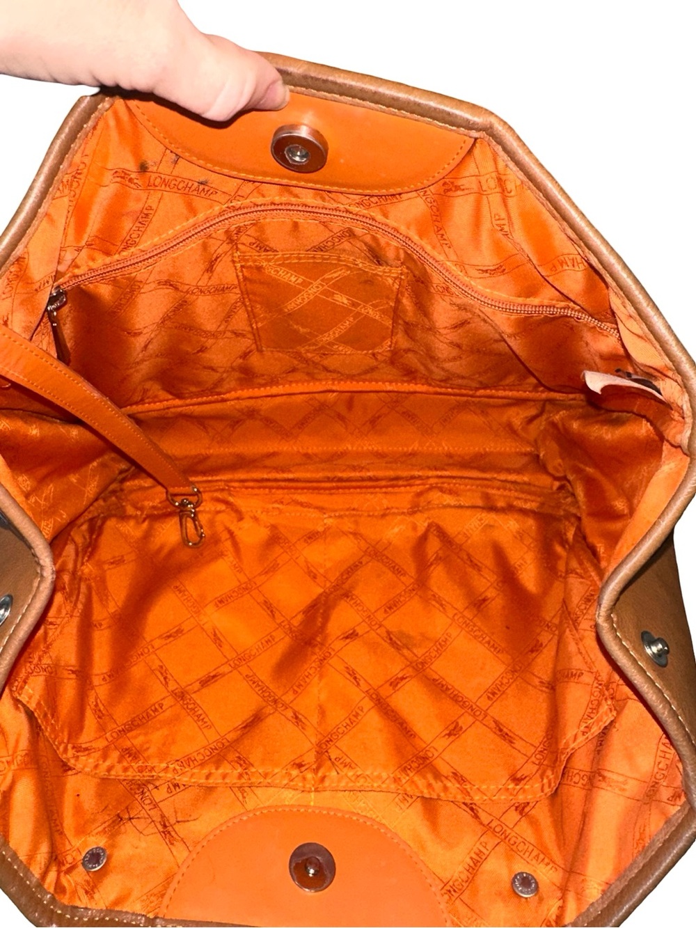 Longchamp Vintage Brown Leather Top Handle Tote Bag - Picture 4 of 16